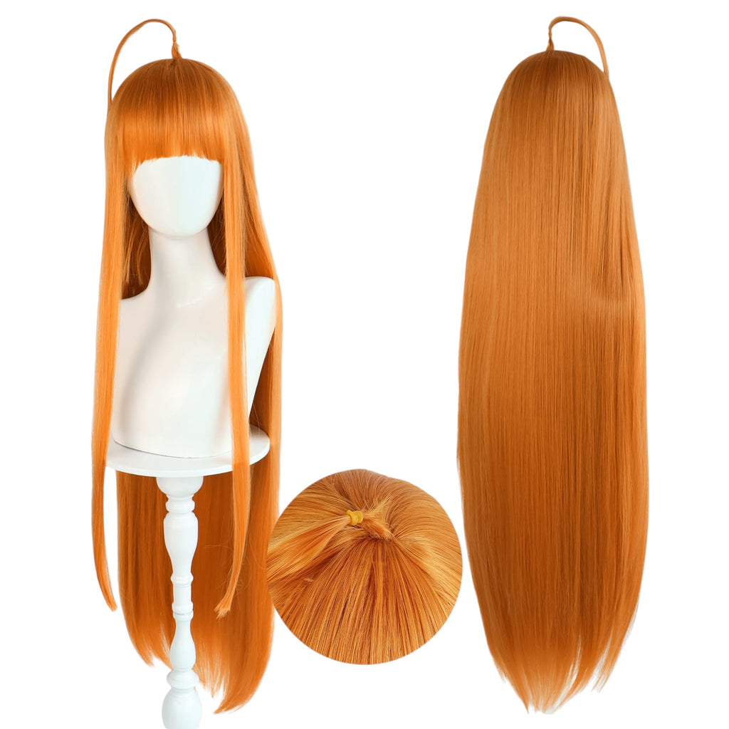 White Smoke Futaba Sakura (Oracle) Cosplay Wig - Persona 5 (Orange Long) (FEVERCOS)