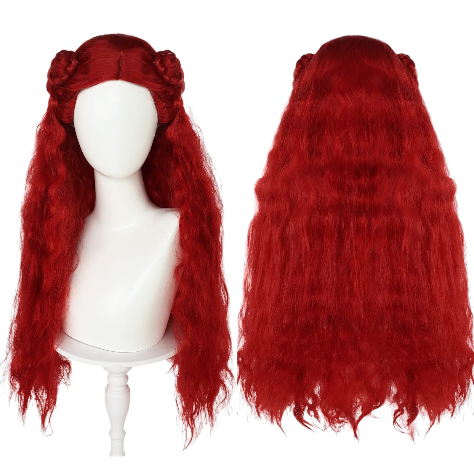 White Smoke Red (Princess of Hearts) Cosplay Wig - Descendants: The Rise of Red (Red Braids) (FEVERCOS)