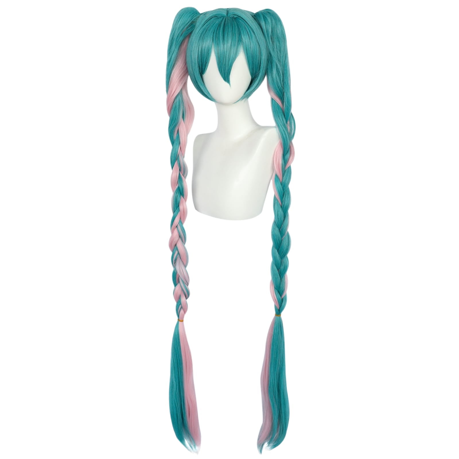 White Smoke Hatsune Miku (Pastel Gradient) Cosplay Wig - Vocaloid (Blue/Pink Braid) (FEVERCOS)