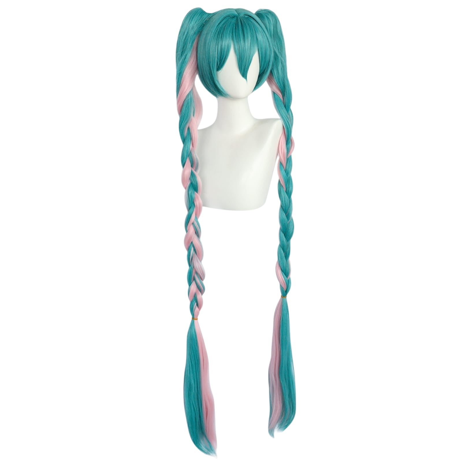 White Smoke Hatsune Miku (Pastel Gradient) Cosplay Wig - Vocaloid (Blue/Pink Braid) (FEVERCOS)