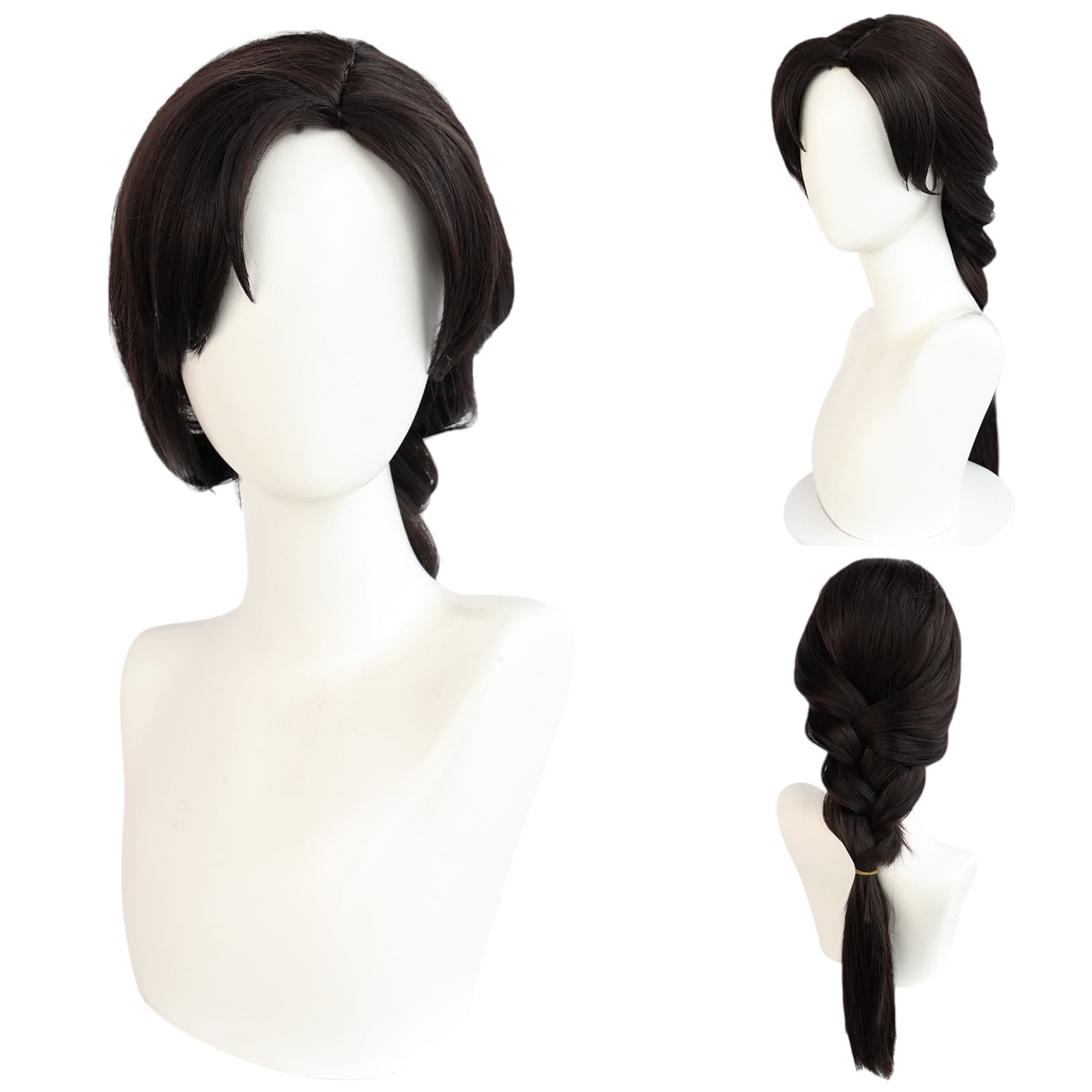 White Smoke Lara Croft / Matari / Canaan Cosplay Wig - Naraka & Tomb Raider (Black Braid) (FEVERCOS)