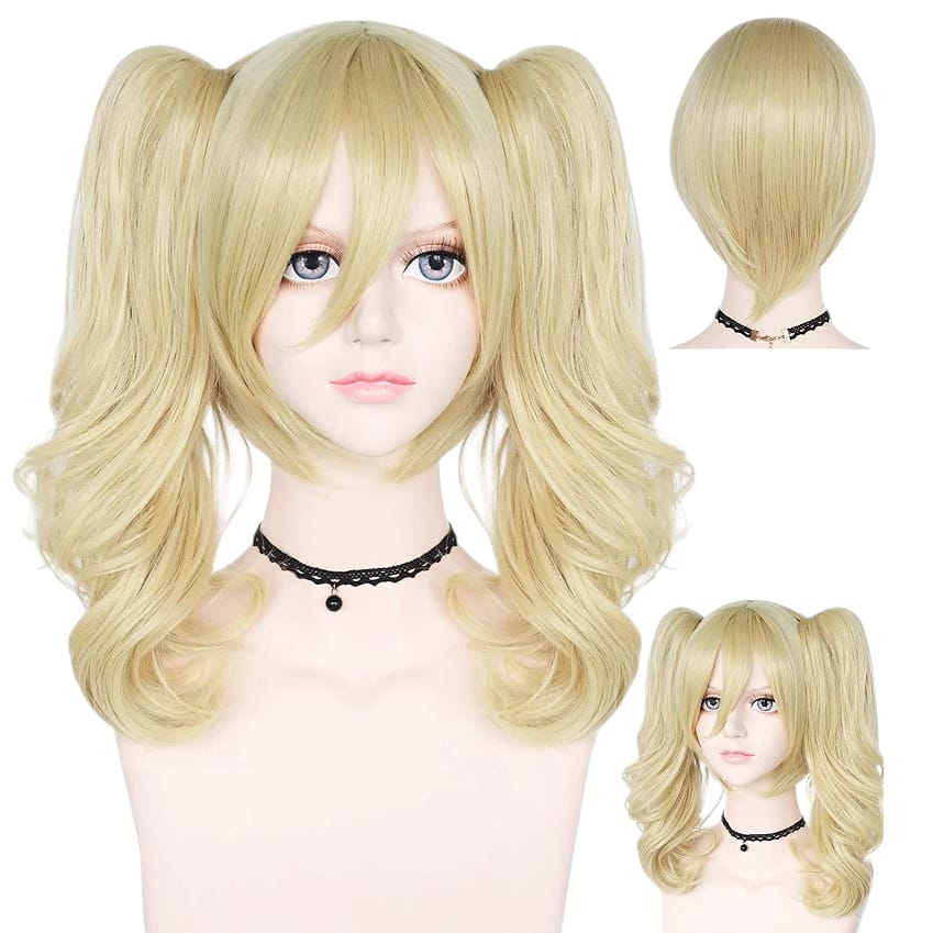 White Smoke Harley Quinn Cosplay Wig - Suicide Squad (Blonde/Pink/Blue Pigtails) (FEVERCOS)