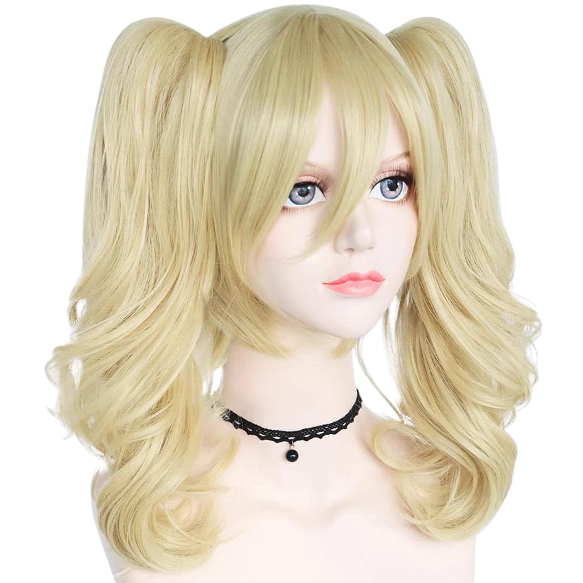 White Smoke Harley Quinn Cosplay Wig - Suicide Squad (Blonde/Pink/Blue Pigtails) (FEVERCOS)