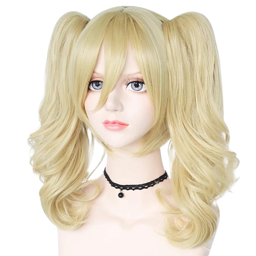 White Smoke Harley Quinn Cosplay Wig - Suicide Squad (Blonde/Pink/Blue Pigtails) (FEVERCOS)