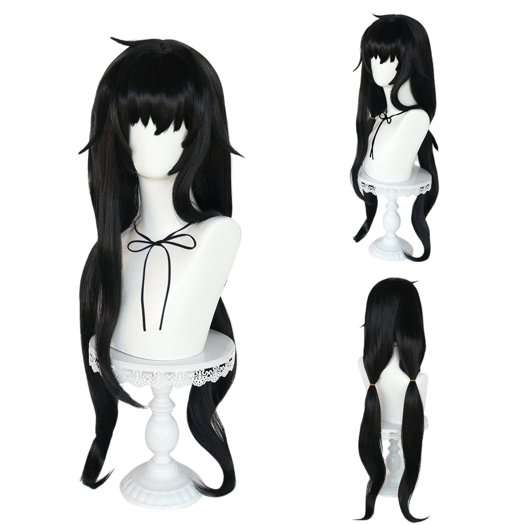 White Smoke Ui Kozeki Cosplay Wig - Blue Archive (Black/Blue Long) (FEVERCOS)