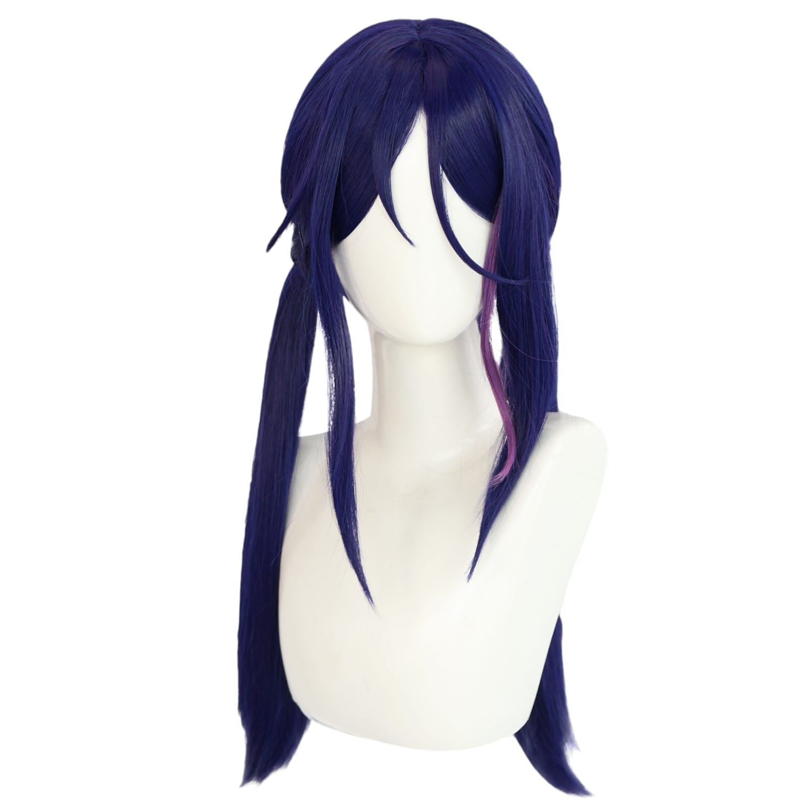White Smoke Mita (Cyber Ghost) Cosplay Wig - VTuber / Goose Goose Duck (Blue Twin Tails) (FEVERCOS)
