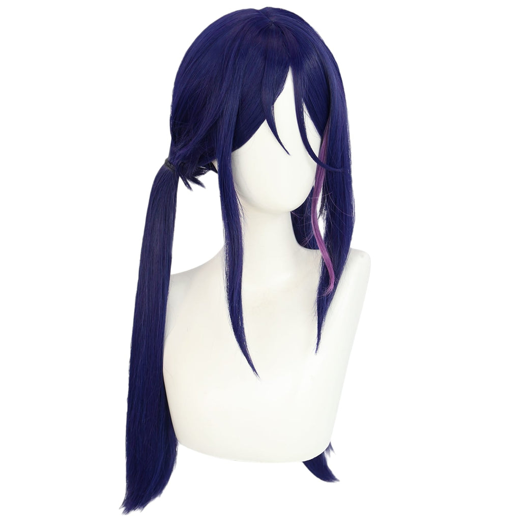 White Smoke Mita (Cyber Ghost) Cosplay Wig - VTuber / Goose Goose Duck (Blue Twin Tails) (FEVERCOS)