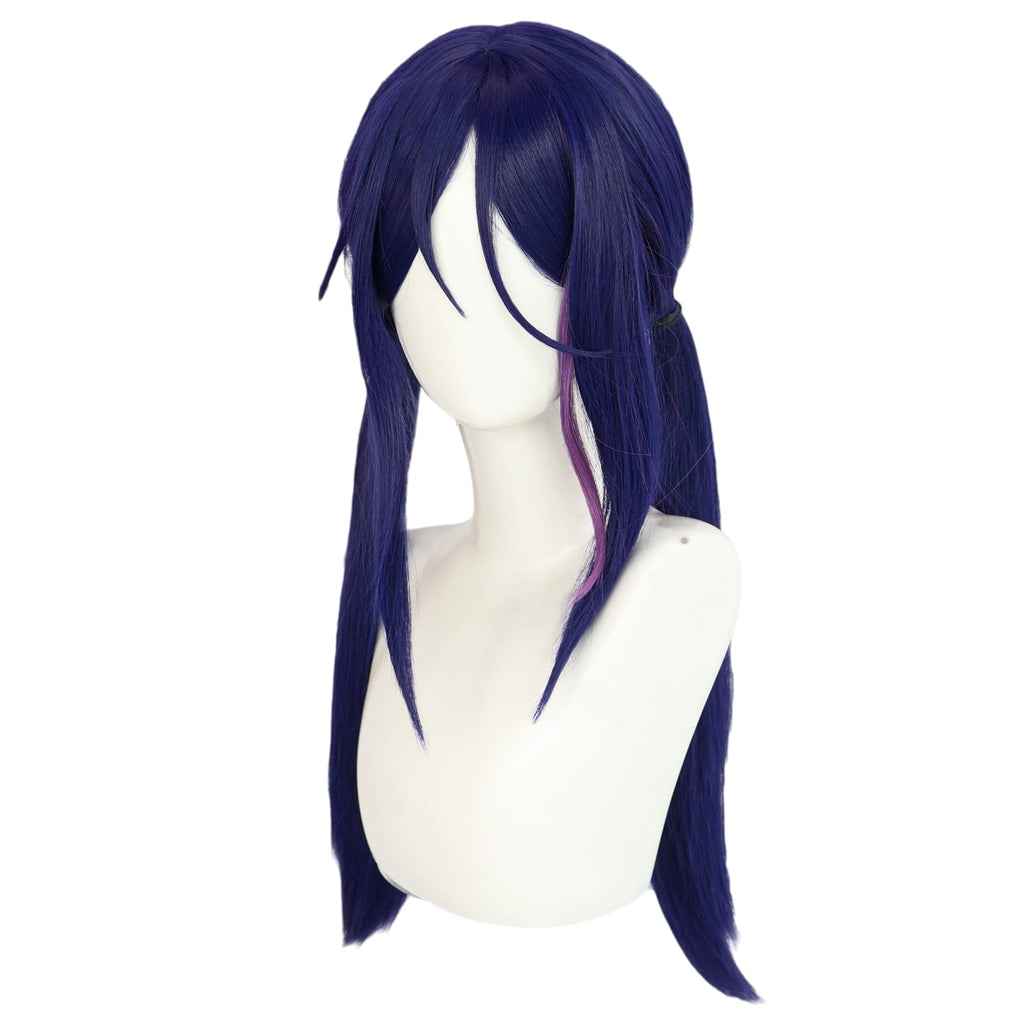 White Smoke Mita (Cyber Ghost) Cosplay Wig - VTuber / Goose Goose Duck (Blue Twin Tails) (FEVERCOS)