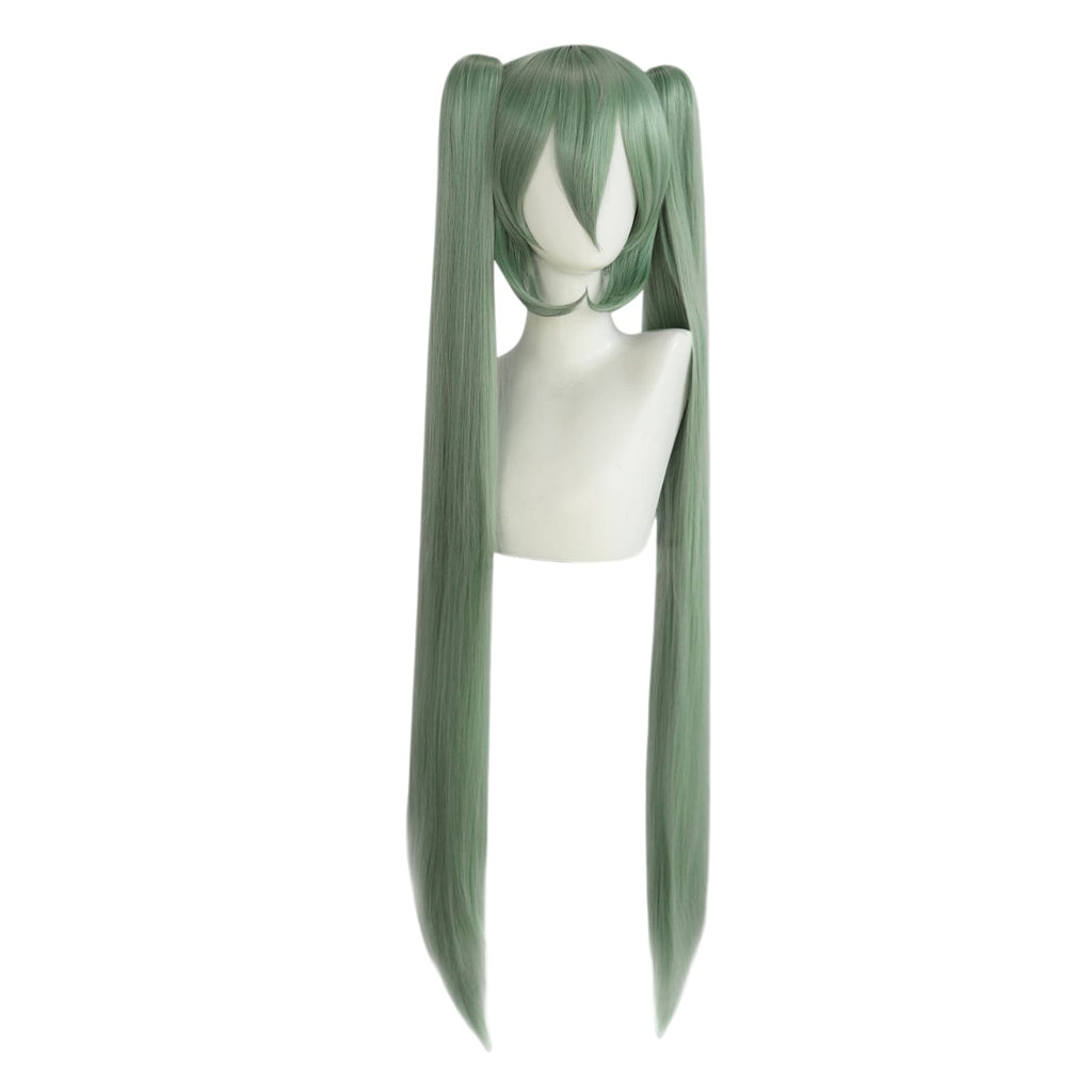 White Smoke Hatsune Miku (Universal 110cm) Cosplay Wig - Vocaloid (Teal Twin Tails) (FEVERCOS)