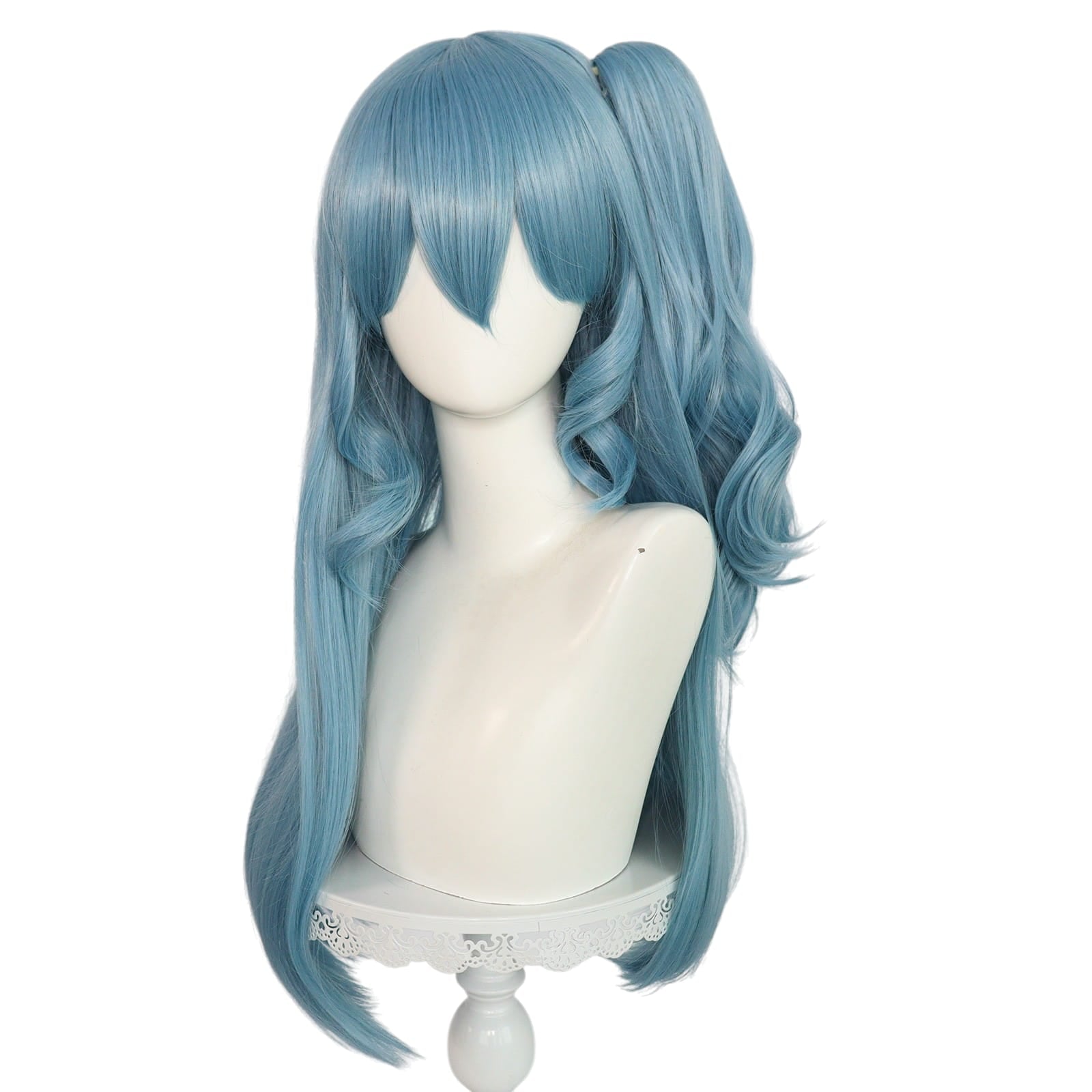 White Smoke Kanon Matsubara Cosplay Wig - BanG Dream! (Blue Wavy Side-Tail) (FEVERCOS)