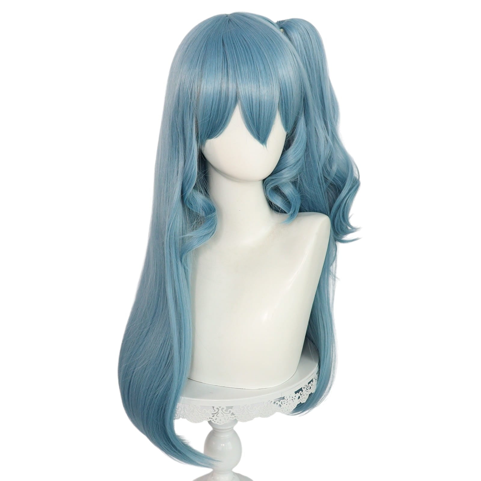 White Smoke Kanon Matsubara Cosplay Wig - BanG Dream! (Blue Wavy Side-Tail) (FEVERCOS)