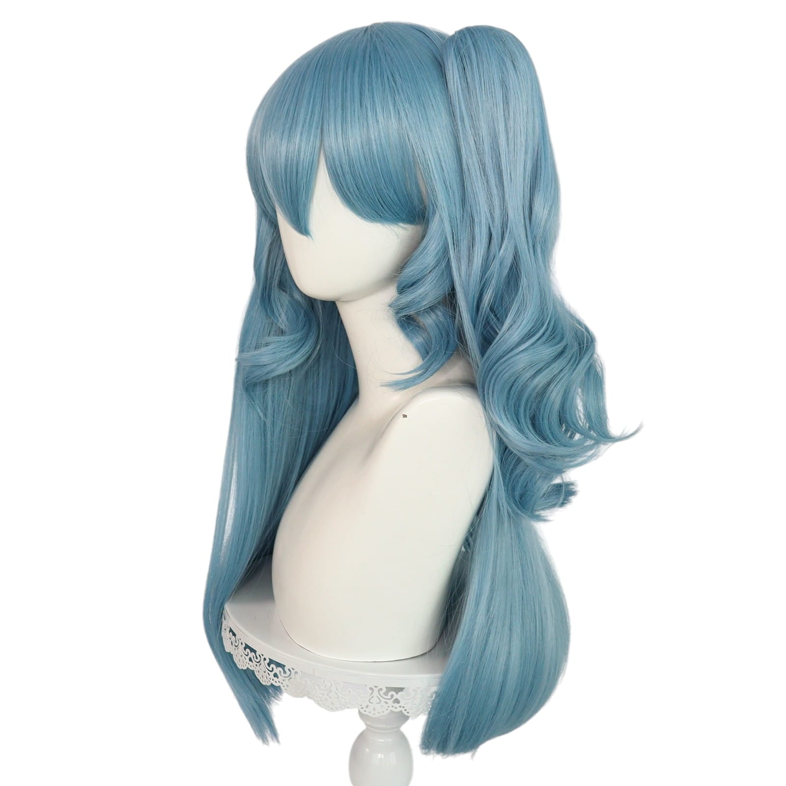 White Smoke Kanon Matsubara Cosplay Wig - BanG Dream! (Blue Wavy Side-Tail) (FEVERCOS)
