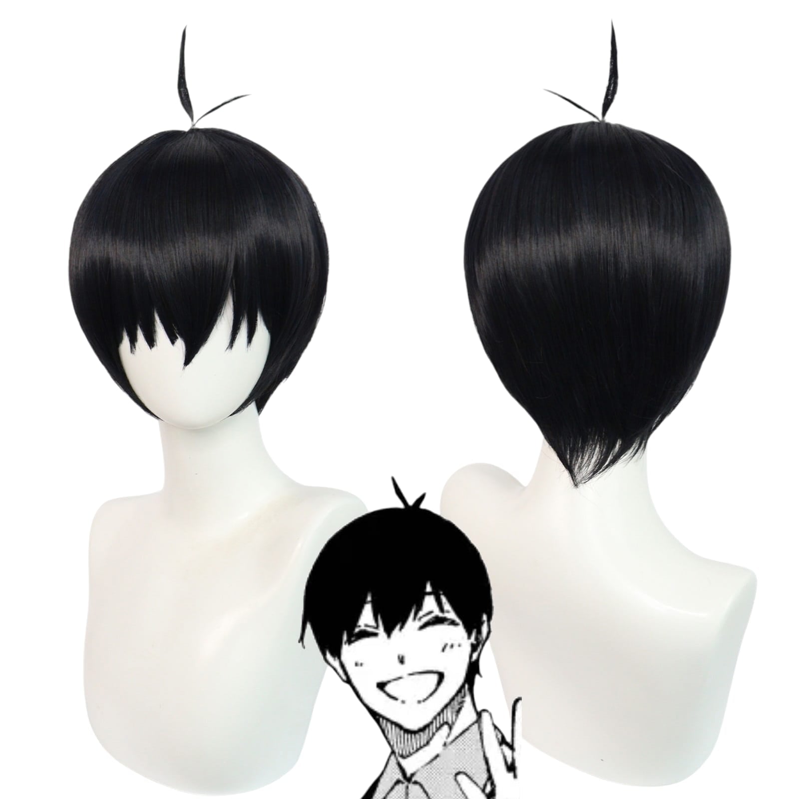 White Smoke Yoichi Isagi Cosplay Wig - Blue Lock (Dark Blue Sprout) (FEVERCOS)