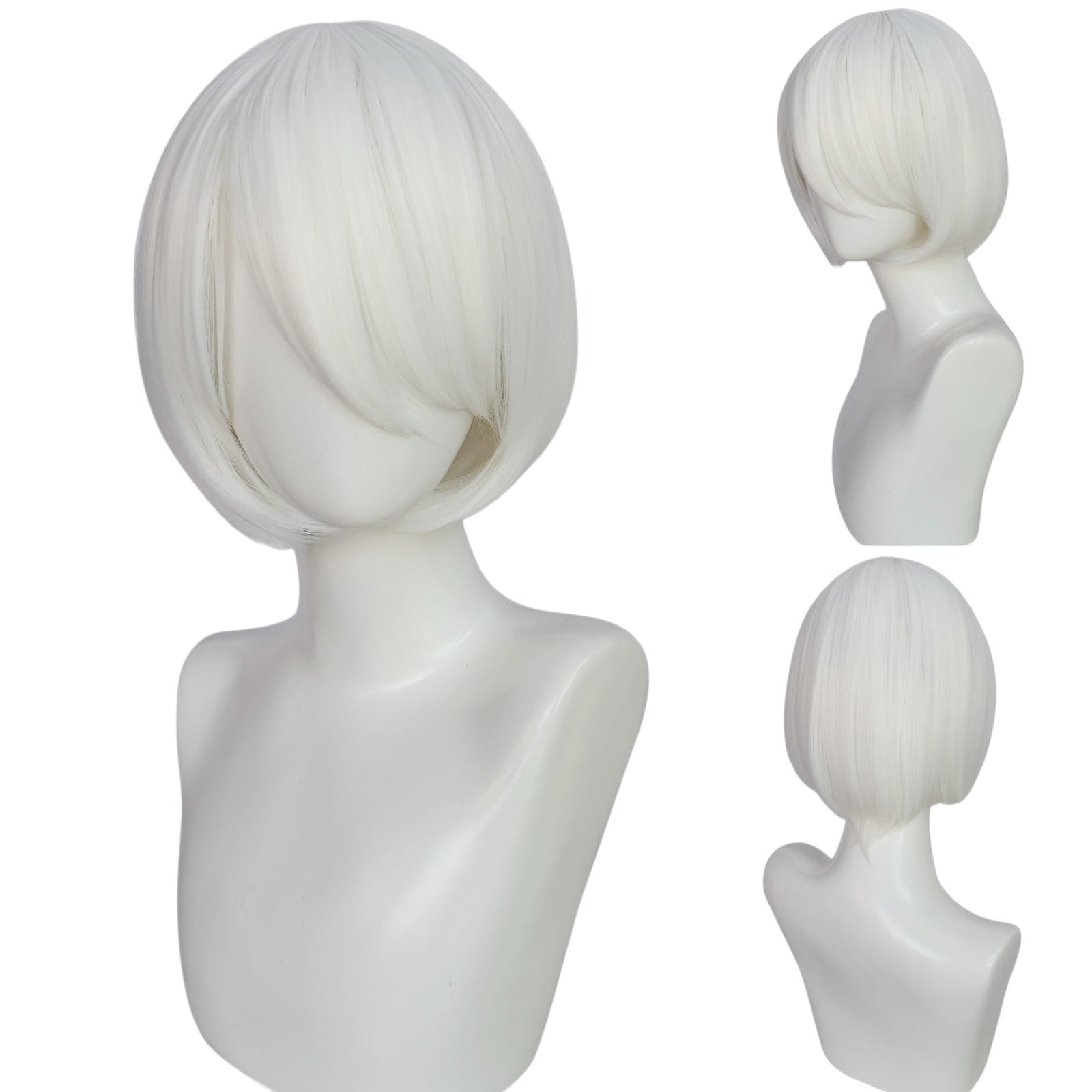 White Smoke 2B (YoRHa No.2 Type B) Cosplay Wig - NieR: Automata (White Bob) (FEVERCOS)