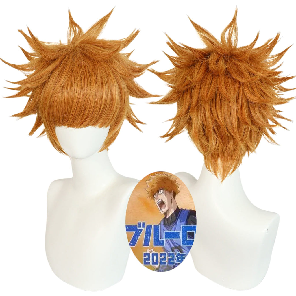 White Smoke Kunigami Rensuke Cosplay Wig - Blue Lock (Orange Spiky) (FEVERCOS)