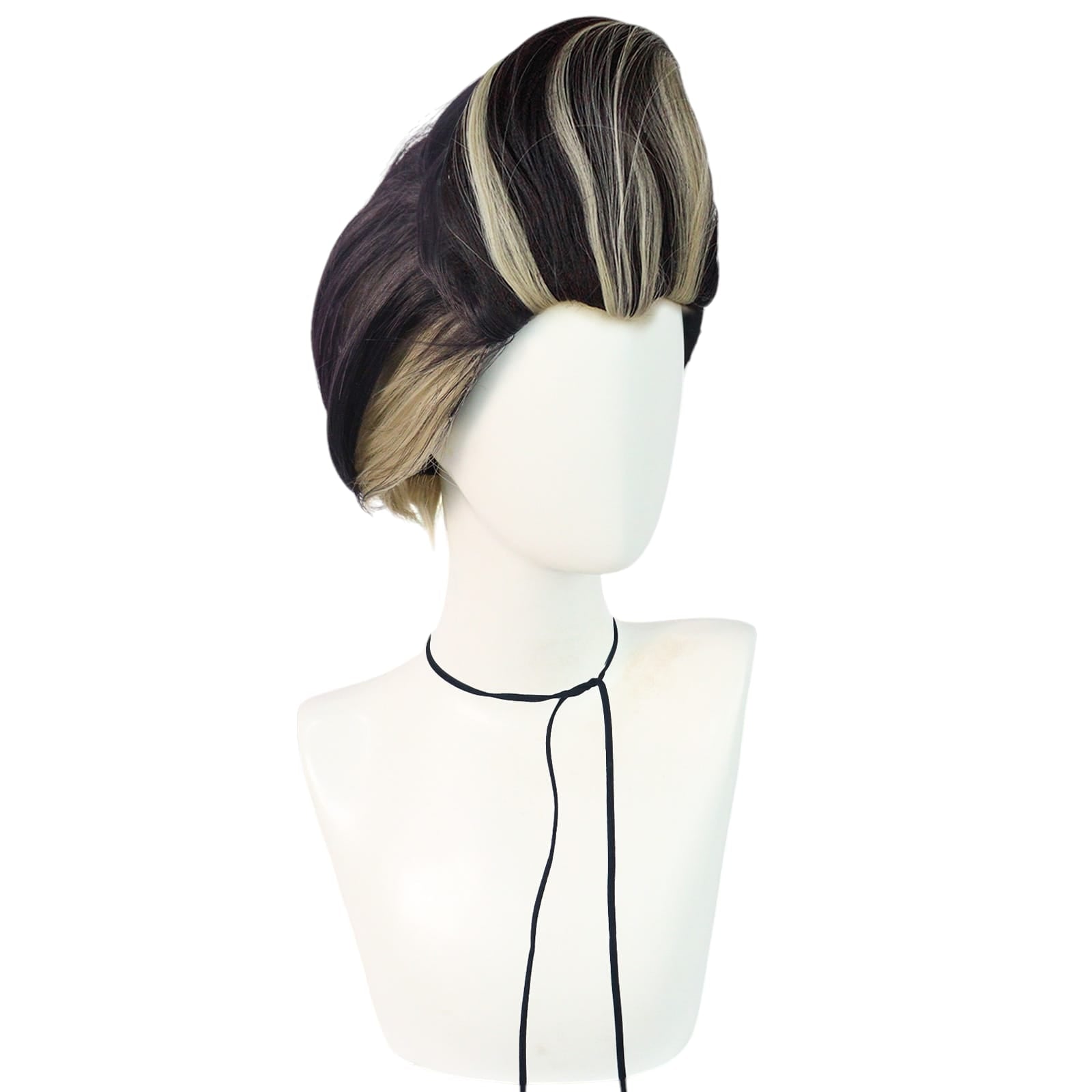 White Smoke Gundham Tanaka Cosplay Wig - Danganronpa 2 (Black/Grey Pompadour) (FEVERCOS)