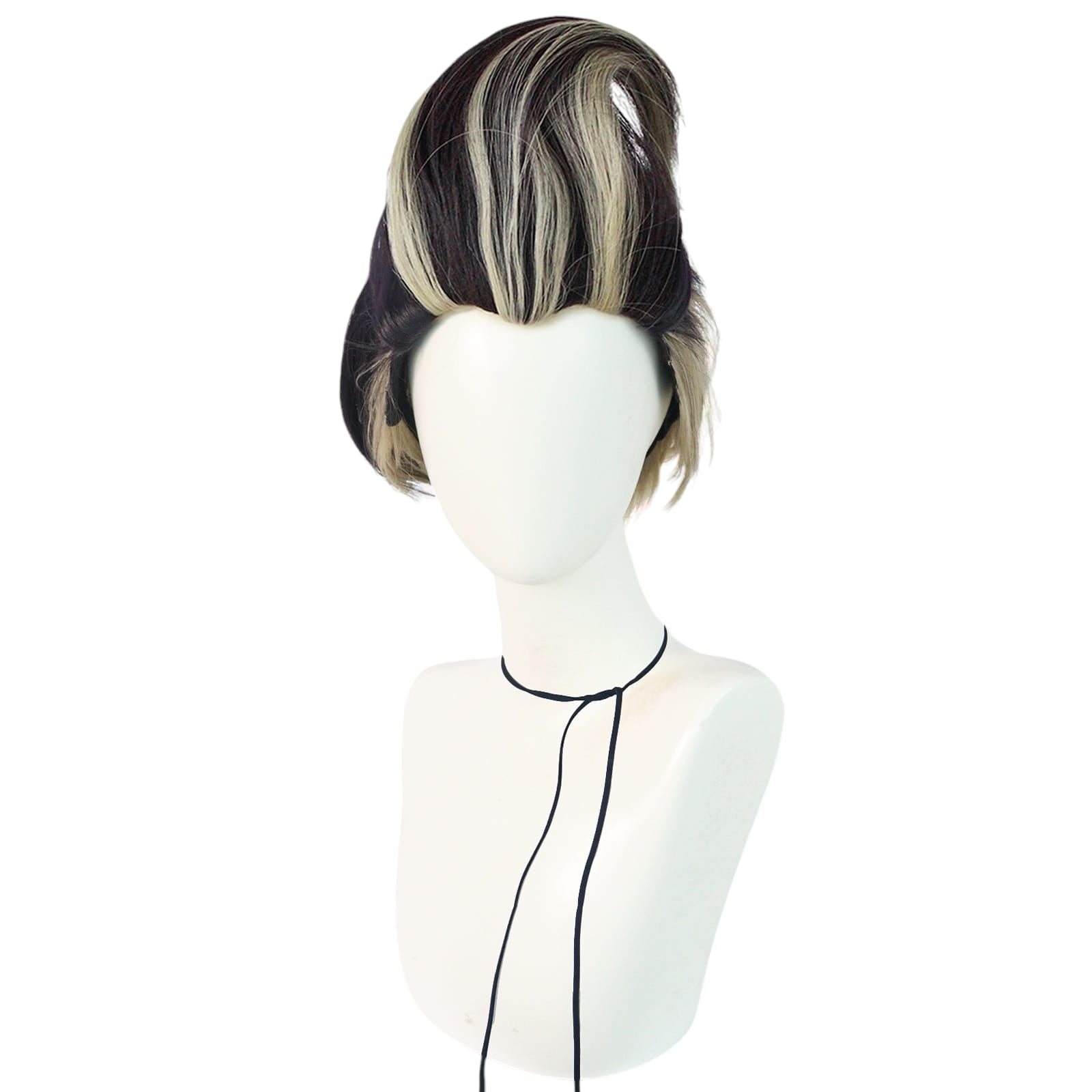 White Smoke Gundham Tanaka Cosplay Wig - Danganronpa 2 (Black/Grey Pompadour) (FEVERCOS)