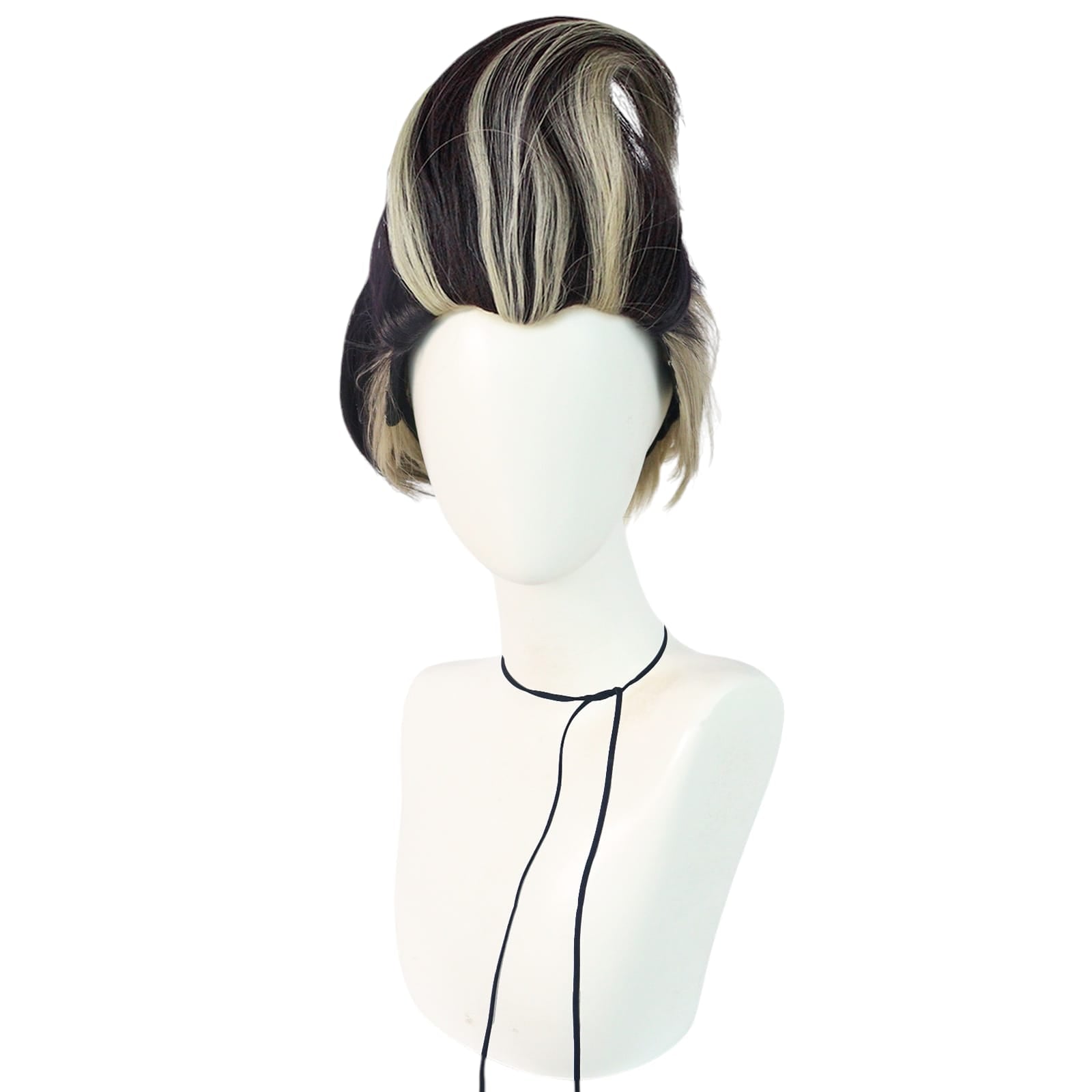 White Smoke Gundham Tanaka Cosplay Wig - Danganronpa 2 (Black/Grey Pompadour) (FEVERCOS)