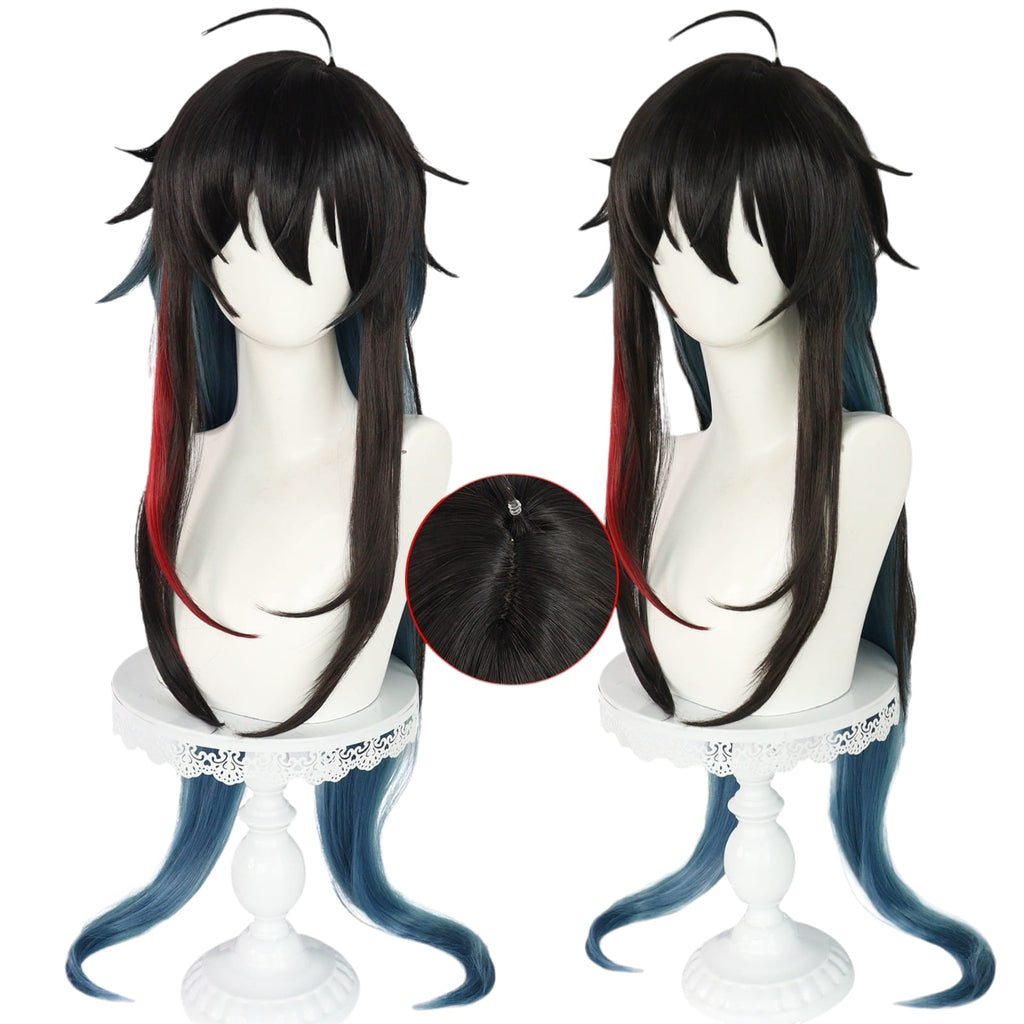 White Smoke Dan Heng (Imbibitor Lunae) Cosplay Wig - Honkai: Star Rail (Black/Teal Long) (FEVERCOS)
