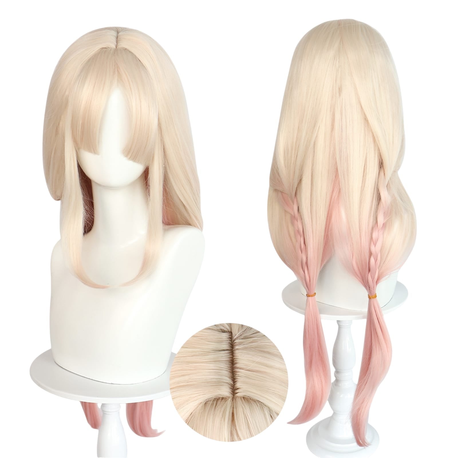 White Smoke Kurumi (Tsuchimikado) Cosplay Wig - Naraka: Bladepoint (Orange/Brown Braid) (FEVERCOS)