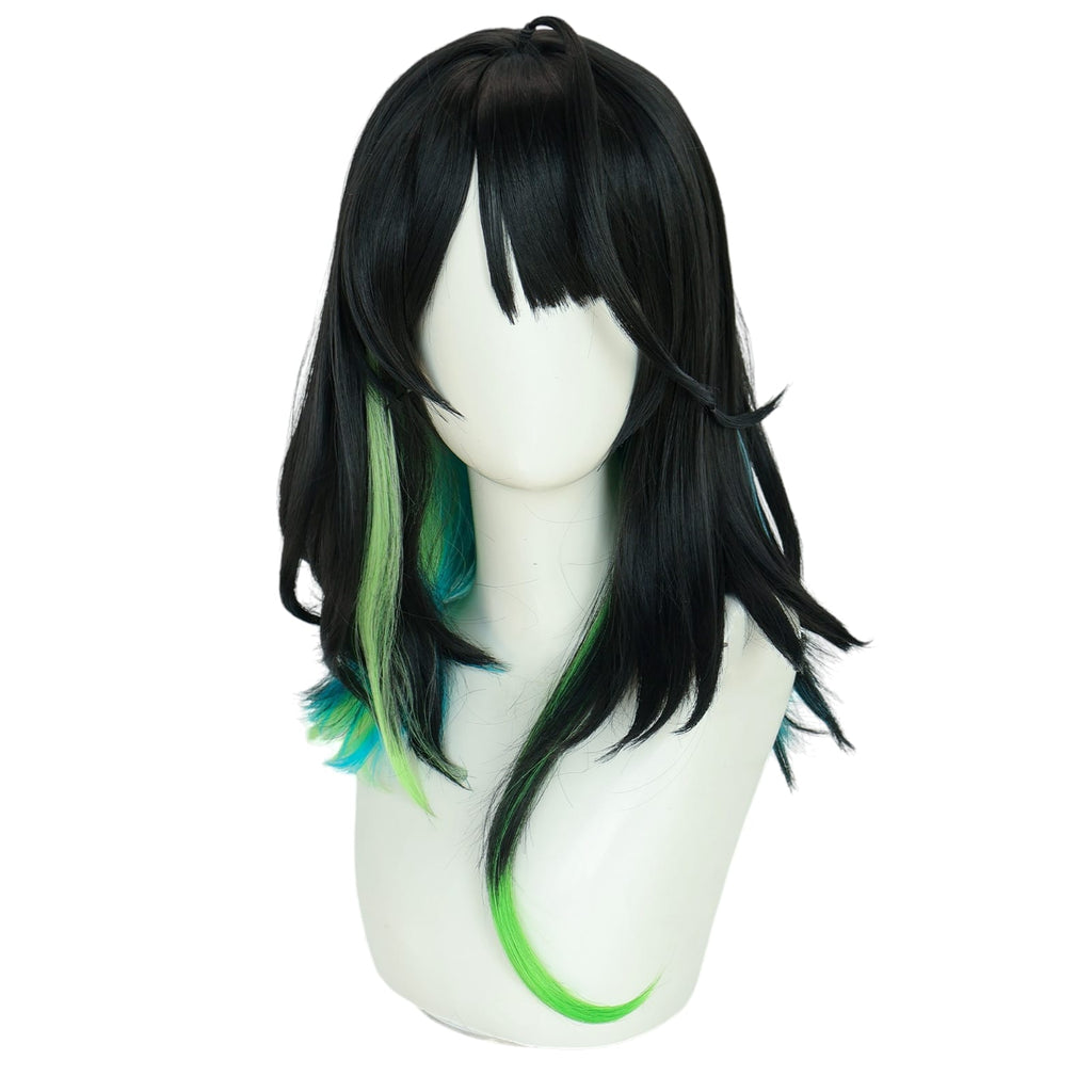 White Smoke Kal'tsit Cosplay Wig - Arknights (Green/White Short) (FEVERCOS)