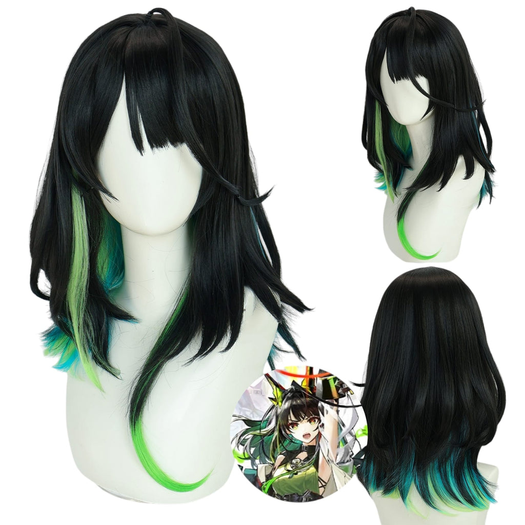 White Smoke Kal'tsit Cosplay Wig - Arknights (Green/White Short) (FEVERCOS)