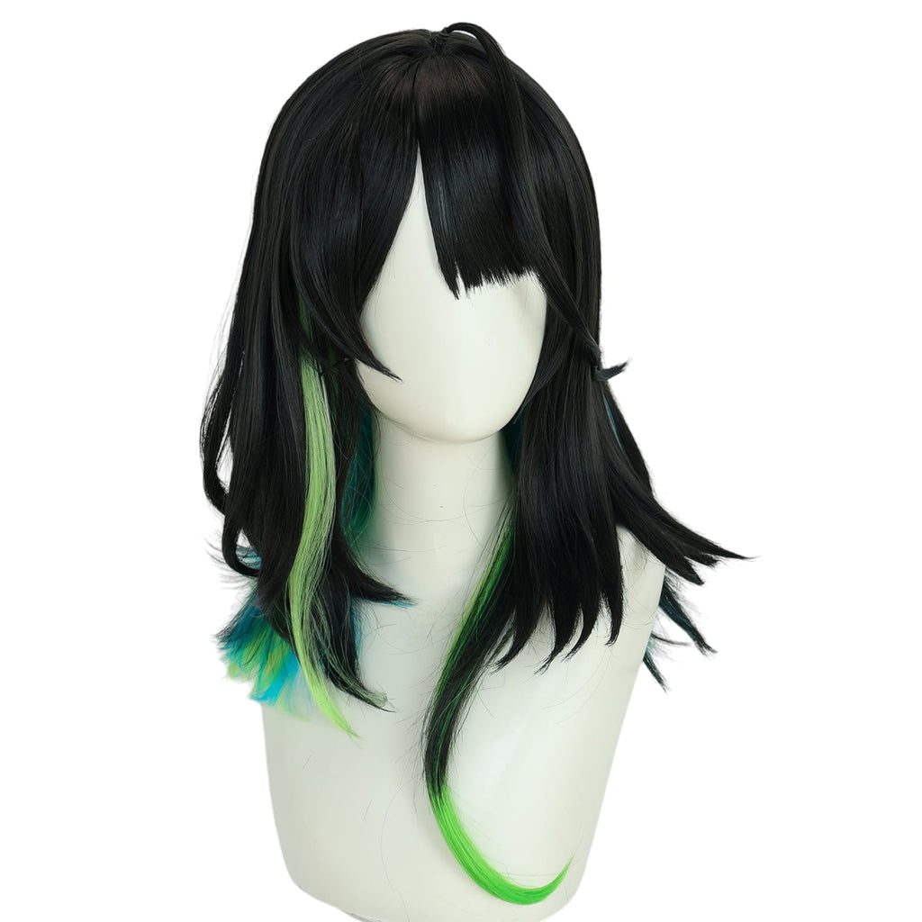 White Smoke Kal'tsit Cosplay Wig - Arknights (Green/White Short) (FEVERCOS)