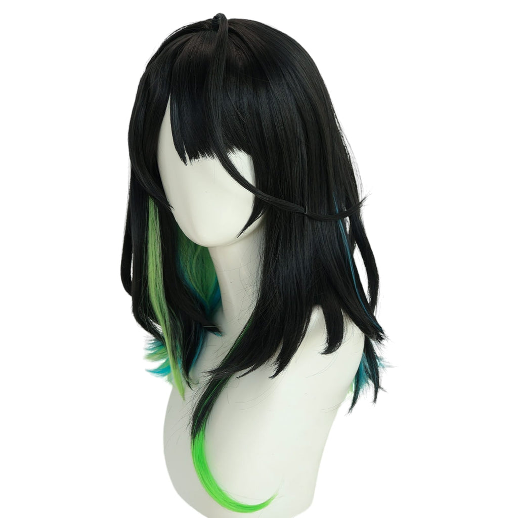 White Smoke Kal'tsit Cosplay Wig - Arknights (Green/White Short) (FEVERCOS)