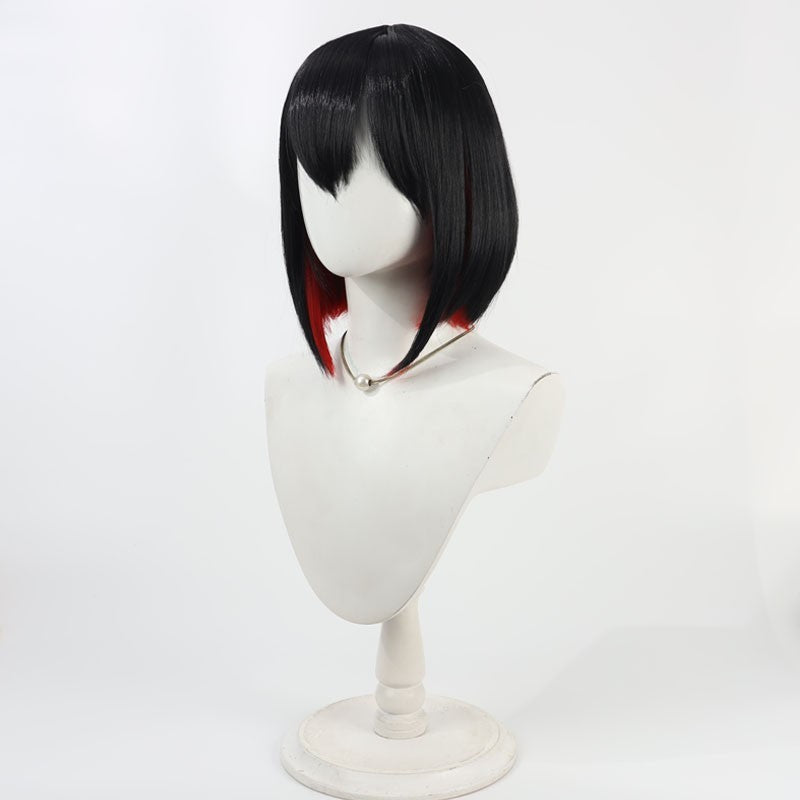 NIKKE Ruki Cosplay Wig - Scalp Bob with Red Highlights