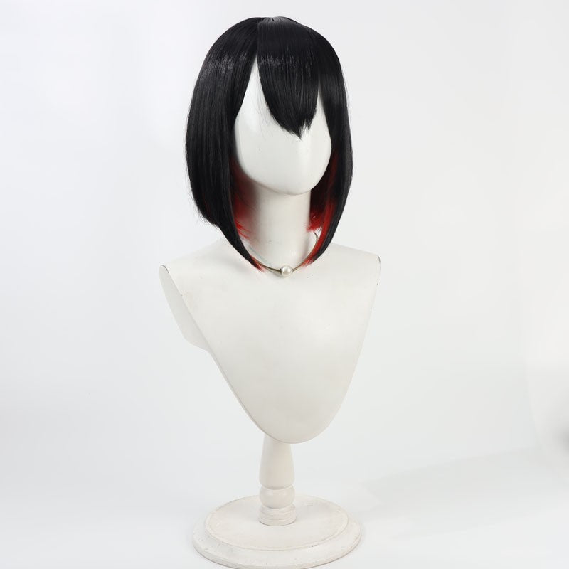 NIKKE Ruki Cosplay Wig - Scalp Bob with Red Highlights