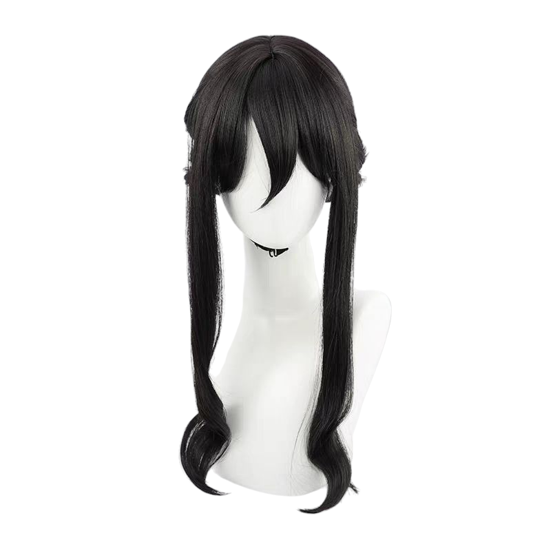 Arknights Ines Cosplay Wig - Long Straight Black Hair with Natural Scalp Part - Mercenary Operator Look from Arknights Game