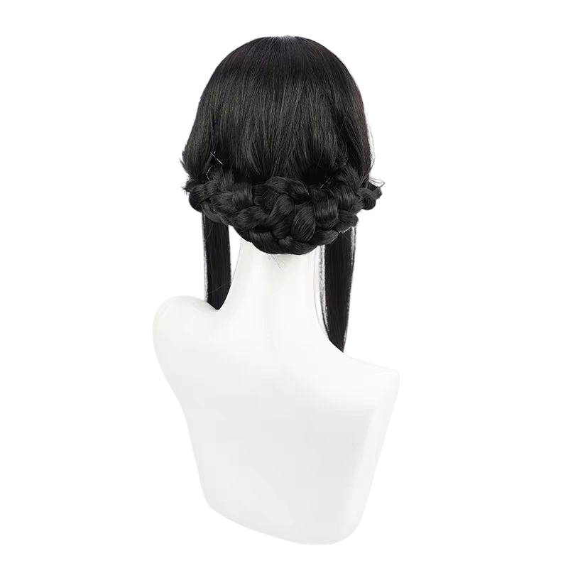 Arknights Ines Cosplay Wig - Long Straight Black Hair with Natural Scalp Part - Mercenary Operator Look from Arknights Game