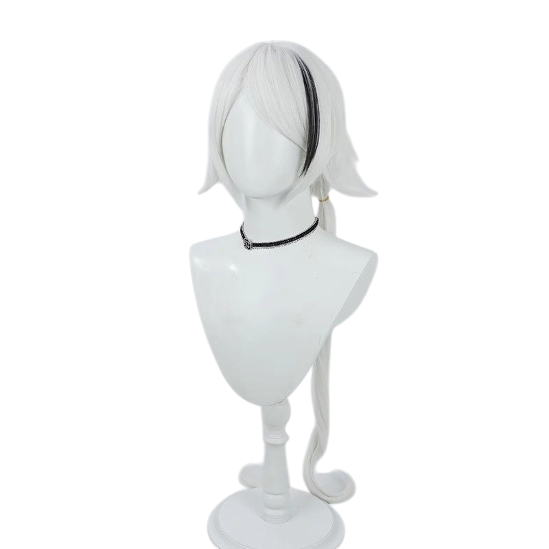 Arknights Ttomimi Cosplay Wig - Pure White to Black Ombre 5★ Caster Wig with Realistic Scalp Line - Handmade in California