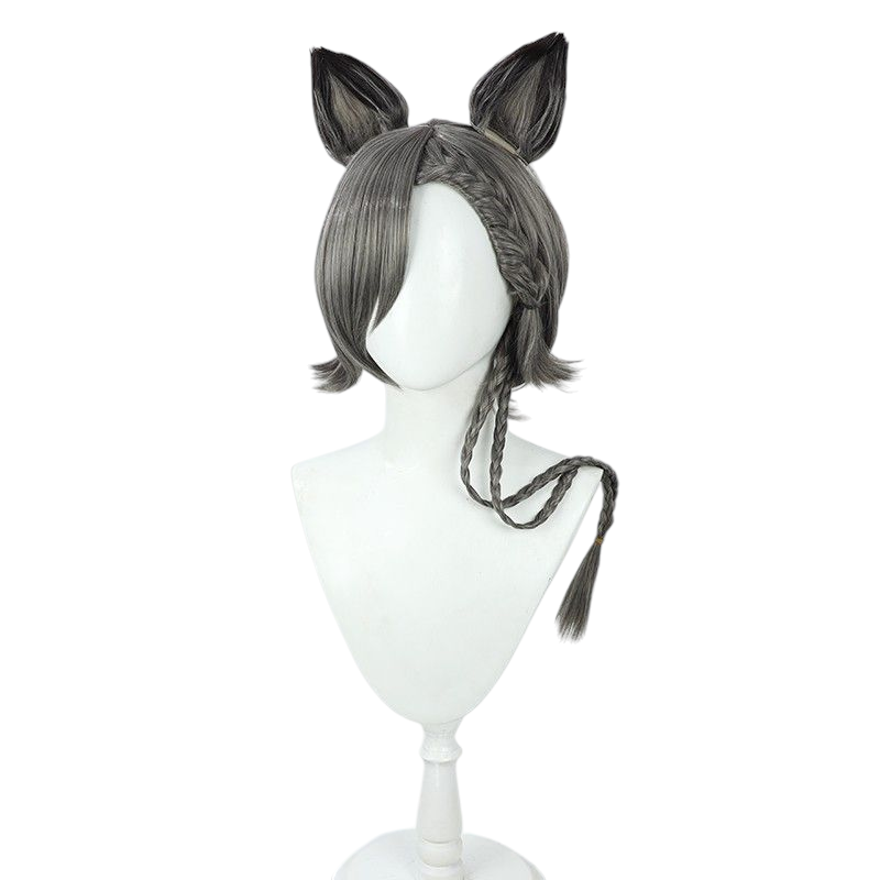 Arknights Specter the Unyielding Cosplay Wig - Short Gray Hairstyle with Integrated Ears for Meloetta Event - Arknights Reunion Skin