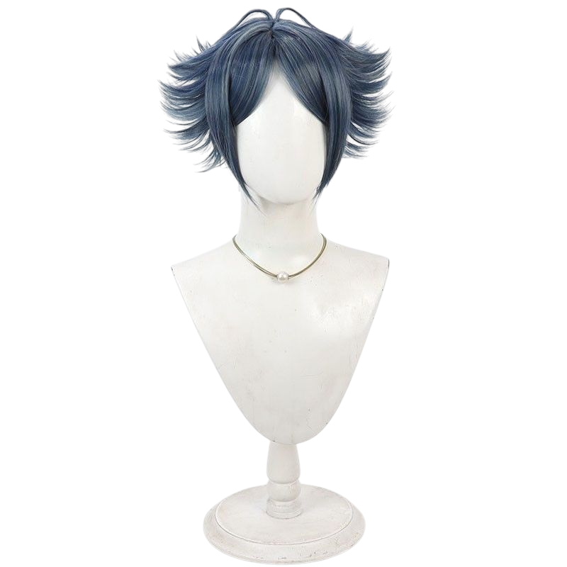Arknights Zuo Le Cosplay Wig - Layered Ash-Blue Texturized Cut with Reverse Flip and Natural Scalp - Specialist Operator Hair