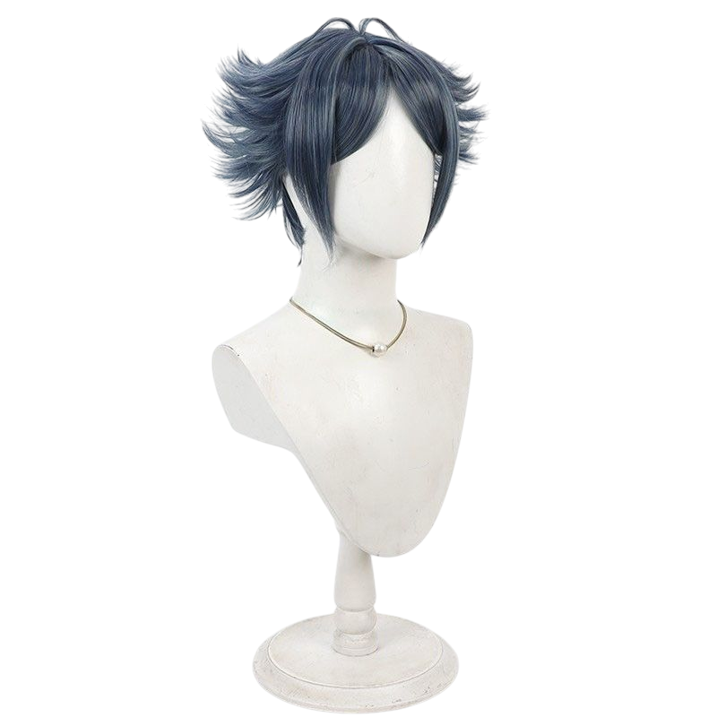 Arknights Zuo Le Cosplay Wig - Layered Ash-Blue Texturized Cut with Reverse Flip and Natural Scalp - Specialist Operator Hair