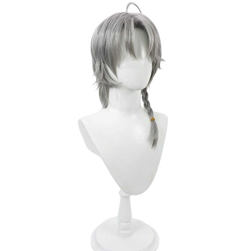Arknights Saria Deep Law Cosplay Wig - Dark Gray Texturized Top with Long Braid - 5★ Specialist Operator Hair