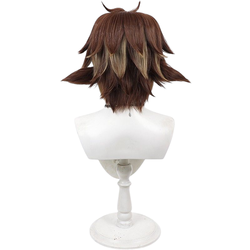 Arknights Bison Cosplay Wig - Texturized Reverse Flip with Ears and Blue-Black Highlights - BISON Reunion Operator Hair