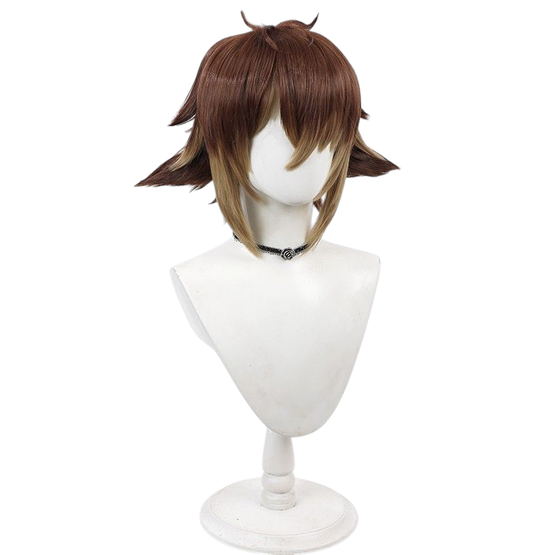 Arknights Bison Cosplay Wig - Texturized Reverse Flip with Ears and Blue-Black Highlights - BISON Reunion Operator Hair