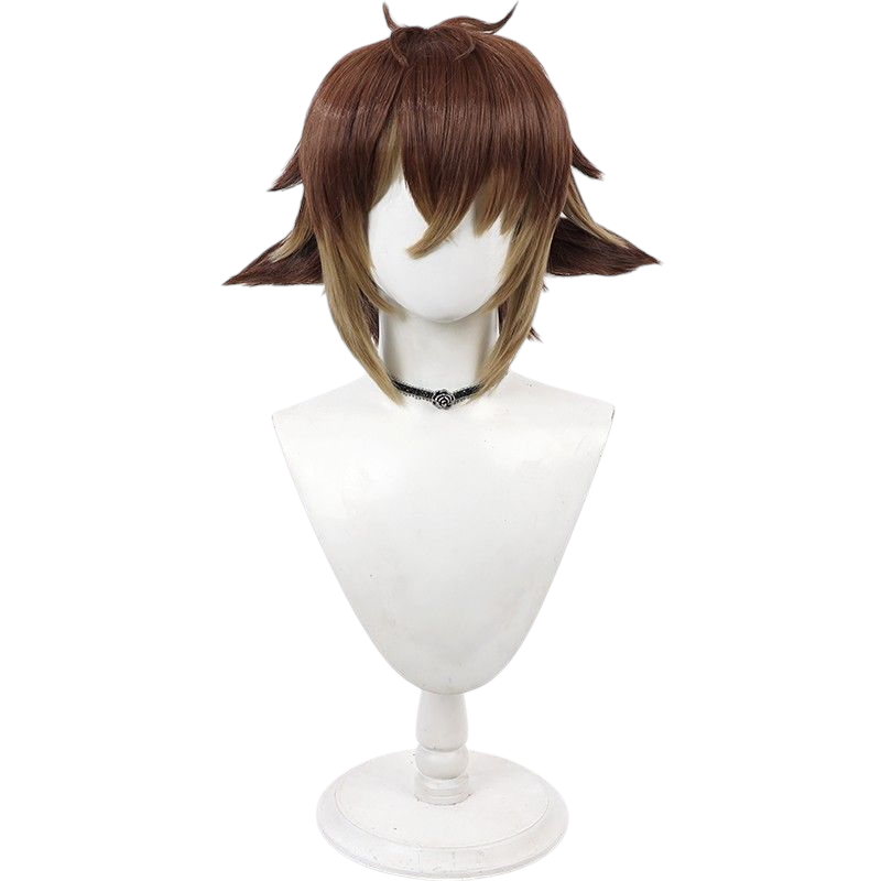 Arknights Bison Cosplay Wig - Texturized Reverse Flip with Ears and Blue-Black Highlights - BISON Reunion Operator Hair