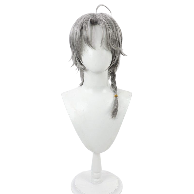 Arknights Saria Deep Law Cosplay Wig - Dark Gray Texturized Top with Long Braid - 5★ Specialist Operator Hair
