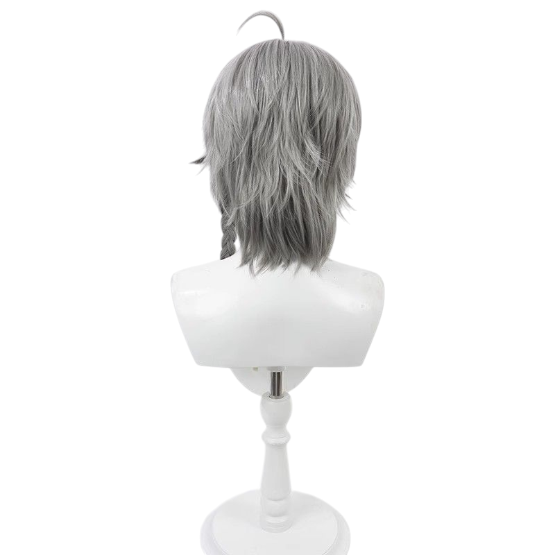 Arknights Saria Deep Law Cosplay Wig - Dark Gray Texturized Top with Long Braid - 5★ Specialist Operator Hair