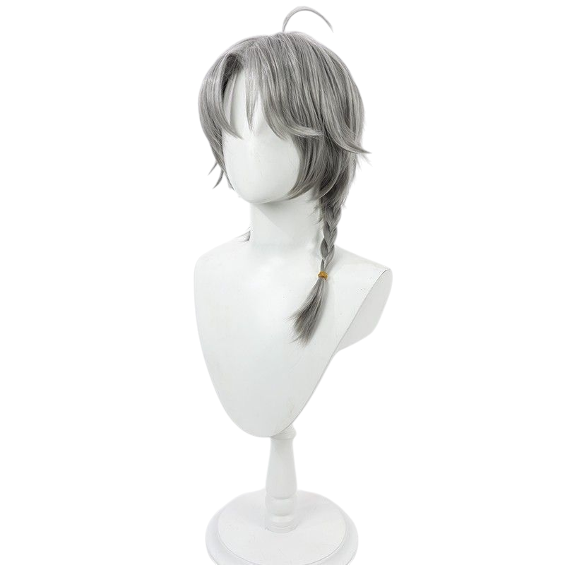 Arknights Saria Deep Law Cosplay Wig - Dark Gray Texturized Top with Long Braid - 5★ Specialist Operator Hair