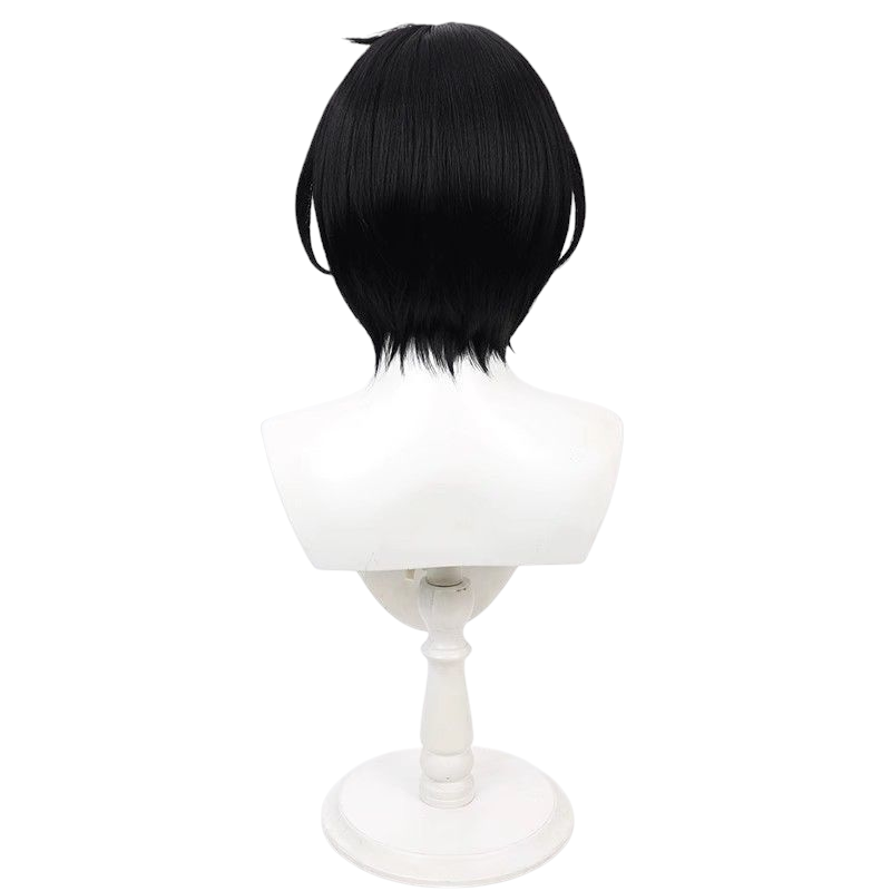 Arknights Zhongwei Cosplay Wig - Jet Black Realistic Scalp Wig for Silent Sniper - Defender Operator Hair