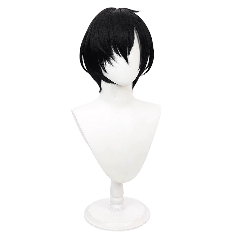 Arknights Zhongwei Cosplay Wig - Jet Black Realistic Scalp Wig for Silent Sniper - Defender Operator Hair