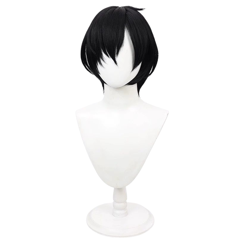 Arknights Zhongwei Cosplay Wig - Jet Black Realistic Scalp Wig for Silent Sniper - Defender Operator Hair