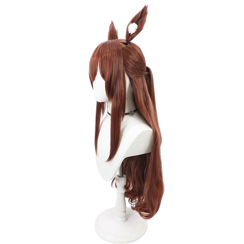 Arknights Franka Cosplay Wig - Integrated Ears for 5★ Guard Operator - Reddish-Brown Short Hair with Flipped Ends