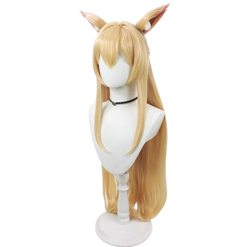 Arknights Horn Cosplay Wig - Realistic Scalp Wig for Rita Skalmandros - Sidero Horn Long Blonde Hair