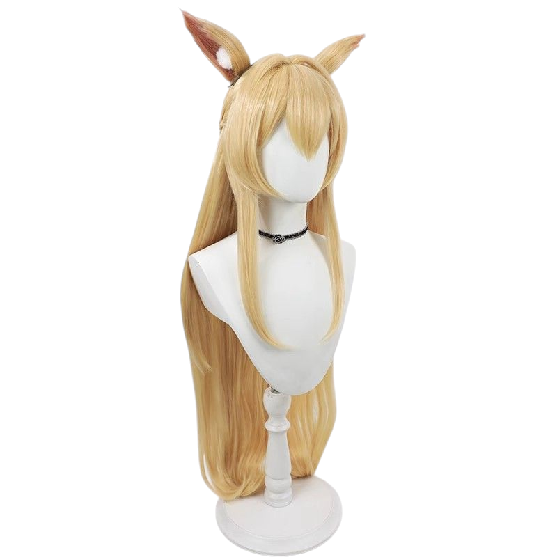 Arknights Horn Cosplay Wig - Realistic Scalp Wig for Rita Skalmandros - Sidero Horn Long Blonde Hair