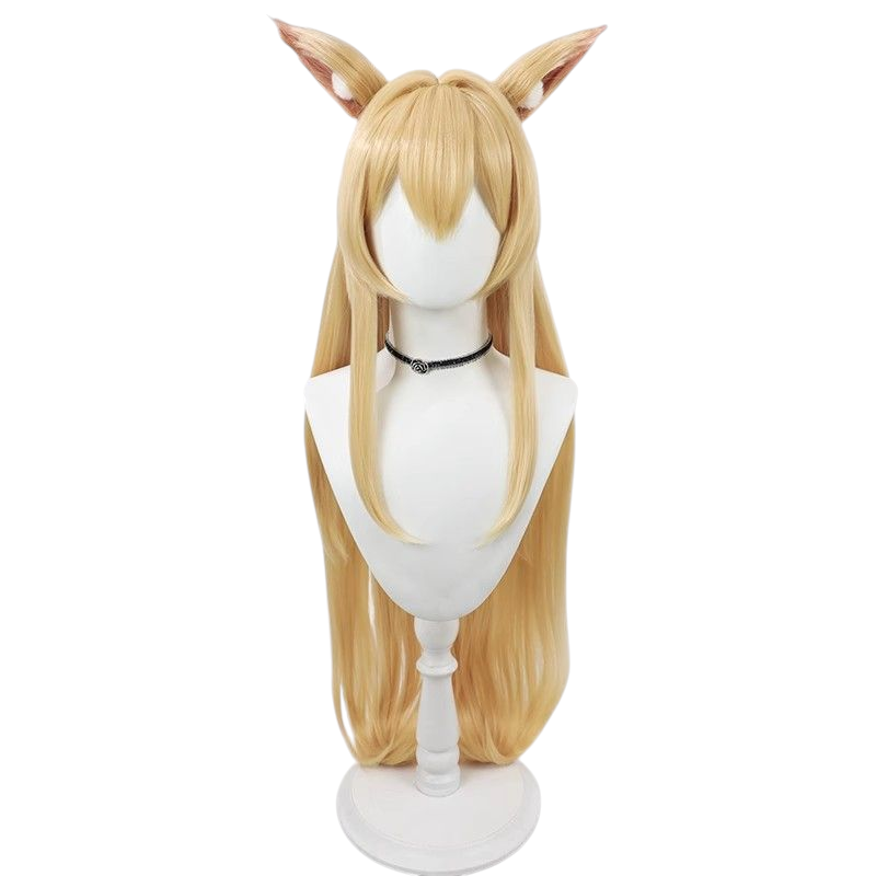 Arknights Horn Cosplay Wig - Realistic Scalp Wig for Rita Skalmandros - Sidero Horn Long Blonde Hair